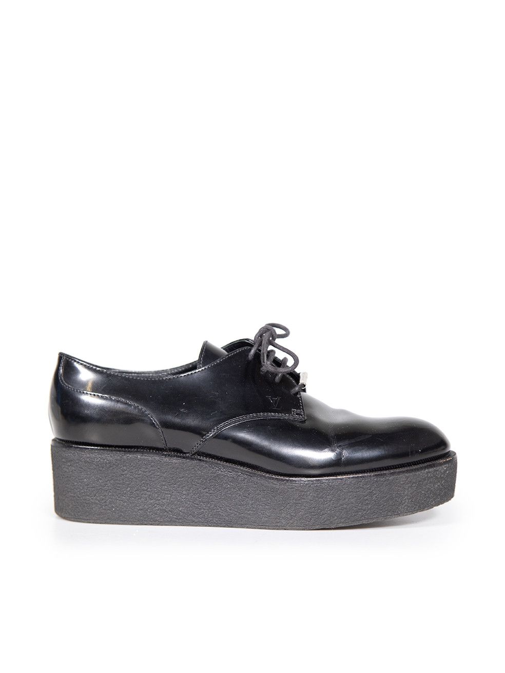 Louis Vuitton Black Platform Leather Oxfords Shoes, Women's (Size 8.5)