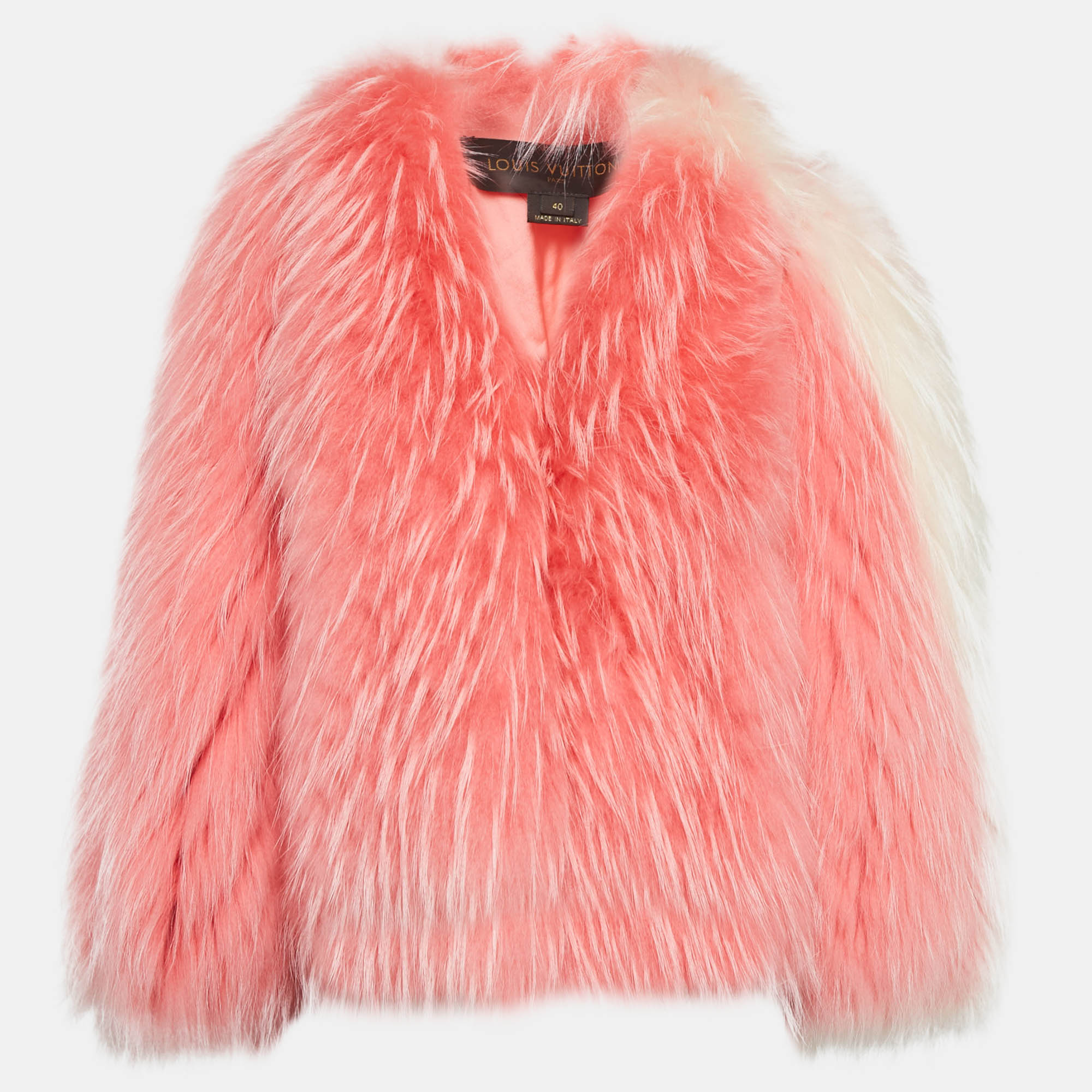 Louis Vuitton Pink Raccoon Fur Crop Jacket M