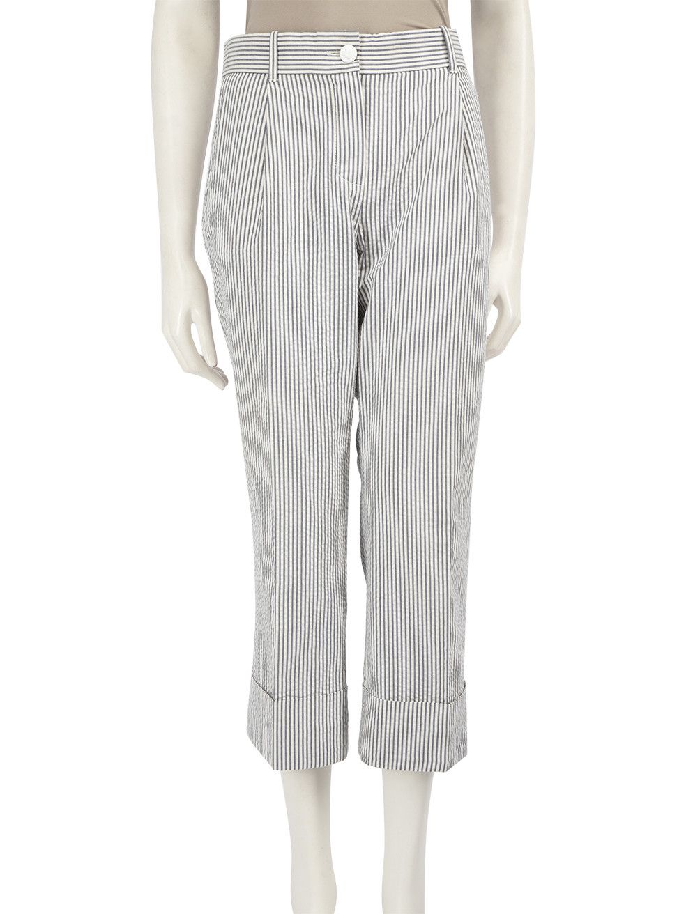 Louis Vuitton Striped Cropped Trousers in Blue, Women's (Size 28)