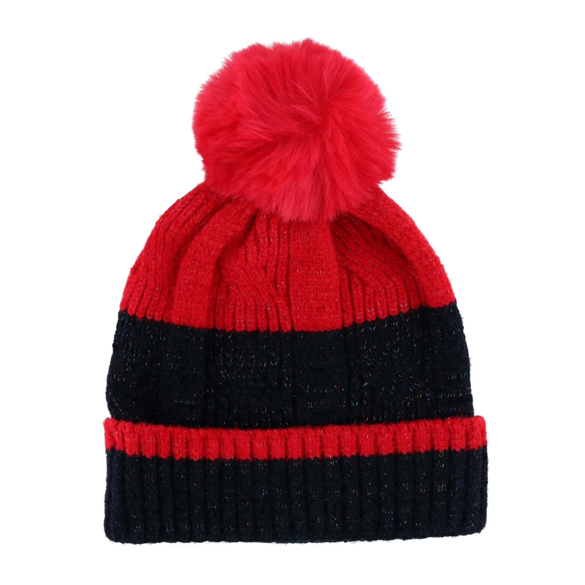 Love of Fashion Women's Lurex Two-Tone Winter Beanie Hat with Pom -