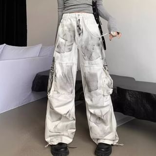 Low Rise Patterned Wide Leg Cargo Pants