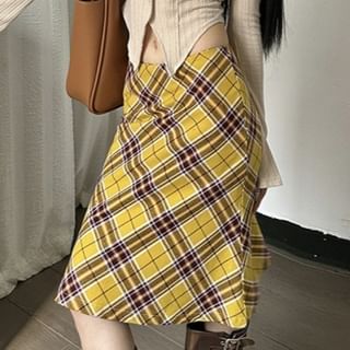 Low Waist Plaid Mermaid Skirt