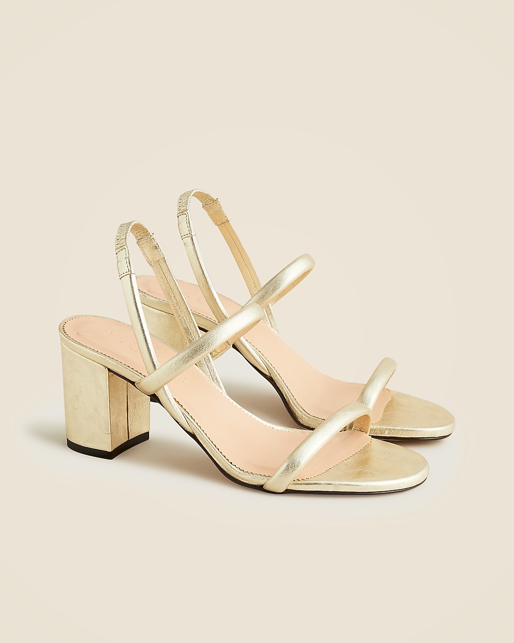 Lucie slingback block-heel sandals in metallic leather