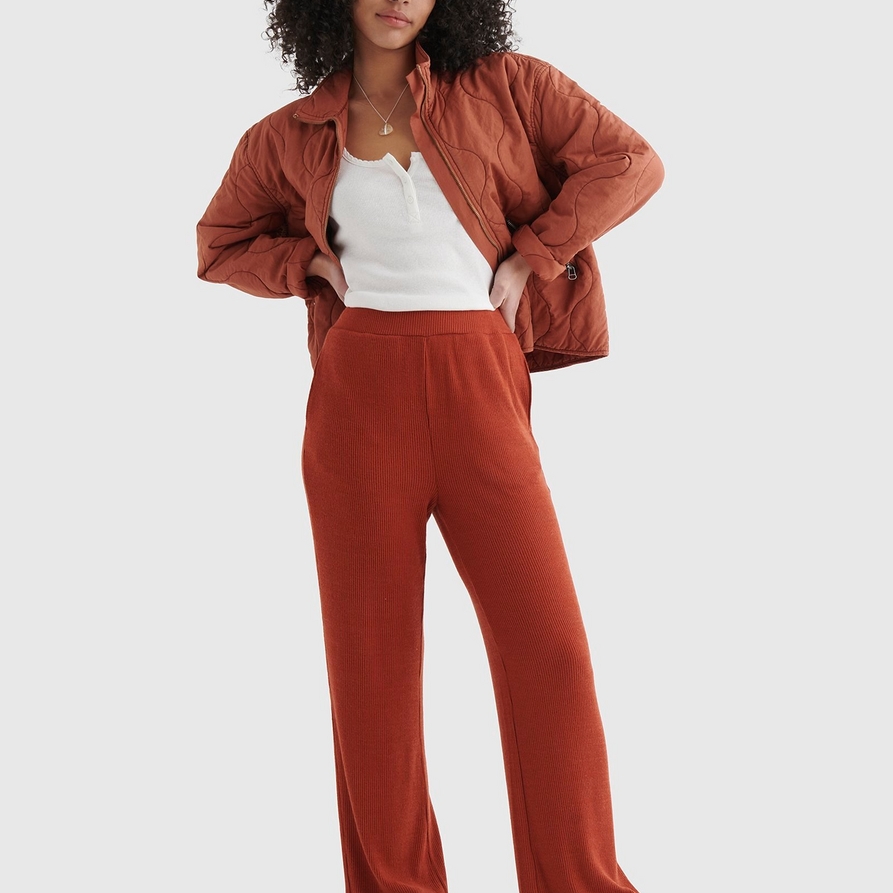 Lucky Brand Cloud Jersey Wide-Leg Cropped Pant - Women's Cropped Pants in Tandori Spice