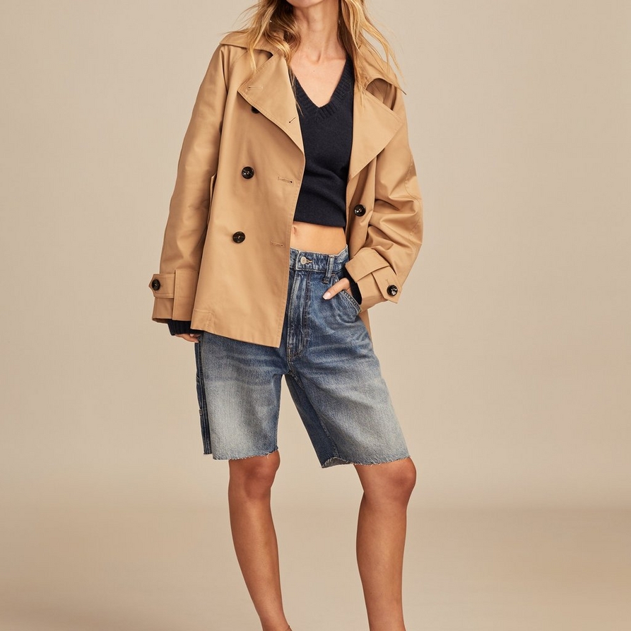 Lucky Brand Cropped Trench Coat - Women's Clothing Outerwear Trench Coat in Camel