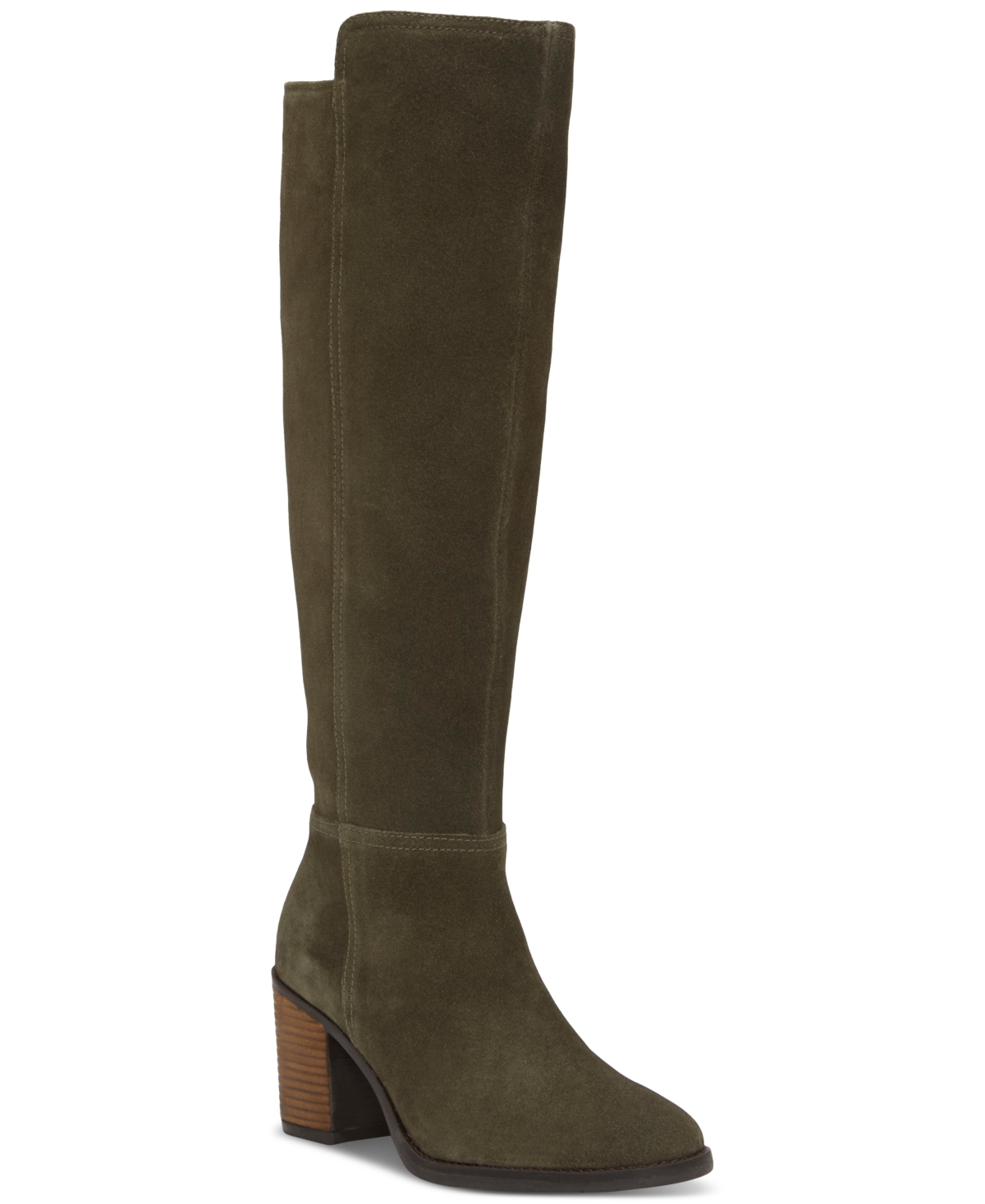 Lucky Brand Women's Bonnay Extra Wide Calf Knee-High Dress Boots - Khaki Green Suede