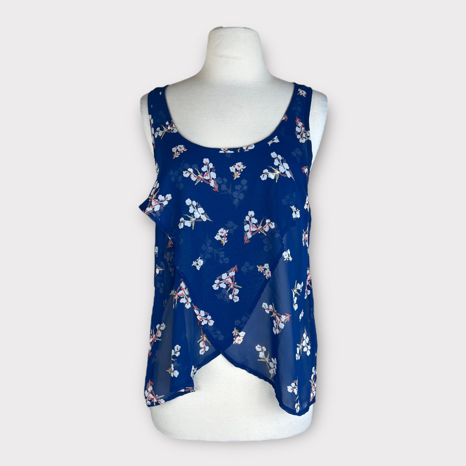 Lush | Vintage Y2K Floral Sheer Blue Tank Top | Small, Women's