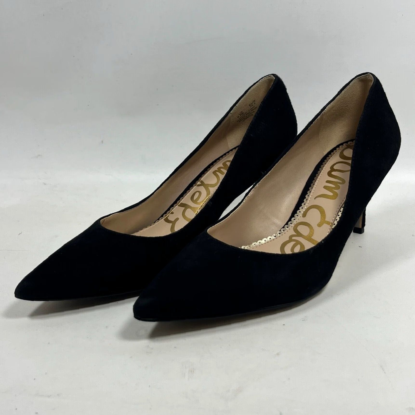 Luxurious Suede Jordyn Pointed Toe Kitten Heel Shoes Pumps In Black By Sam Edelman Size 6.5M in White, Women's