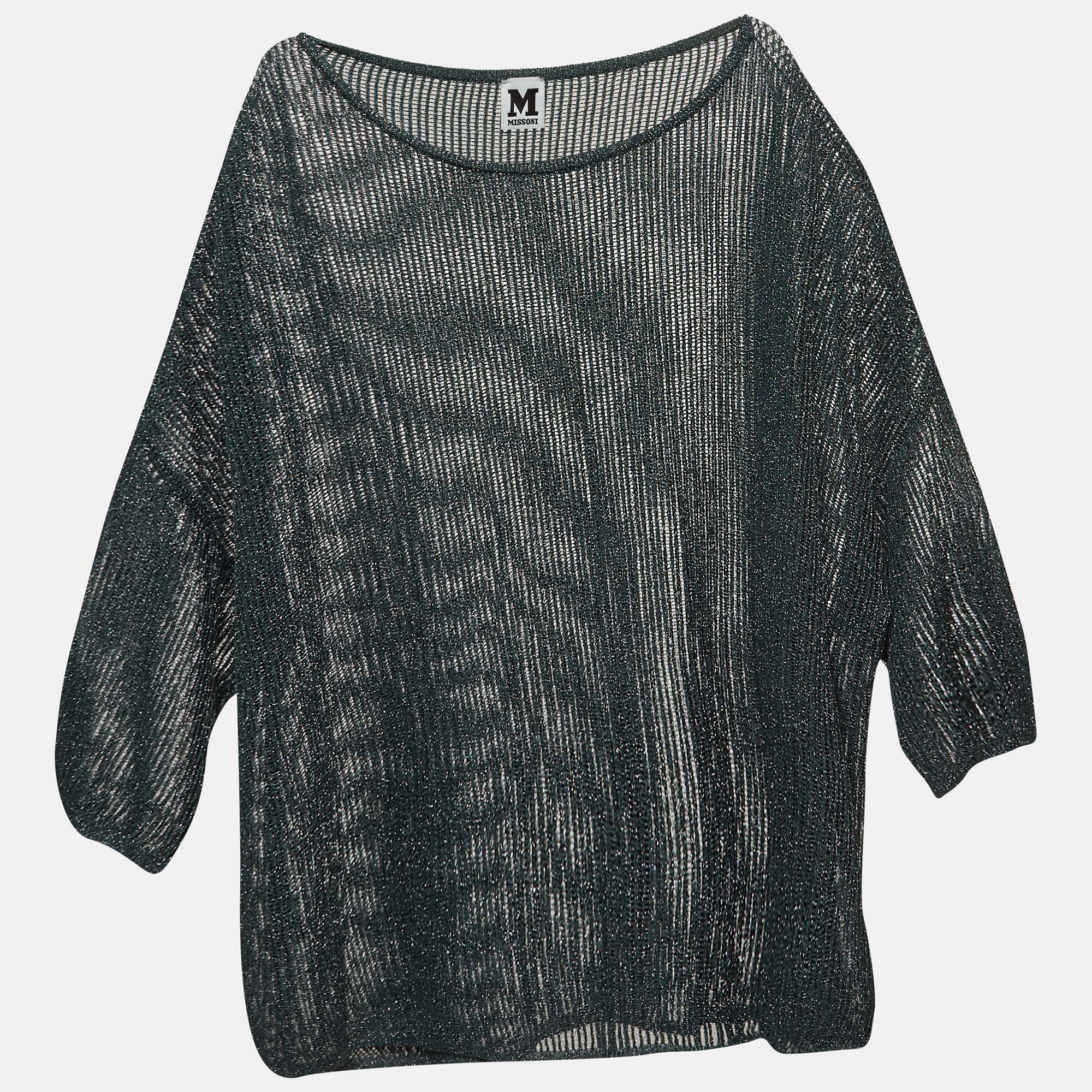 M Missoni Lurex Patterned Knit Oversized Top S