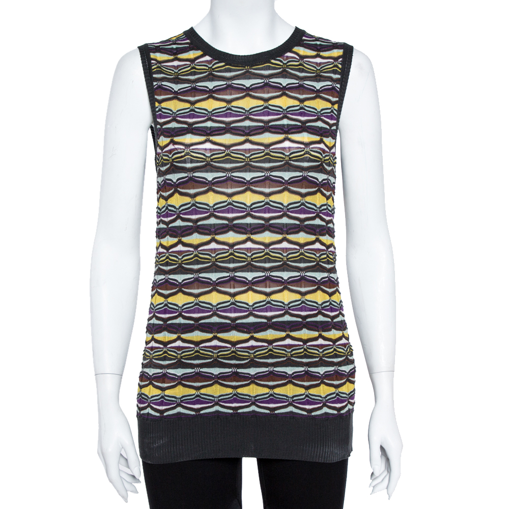 M Missoni Multicolor Patterned Knit Tank Top and Cardigan Set L