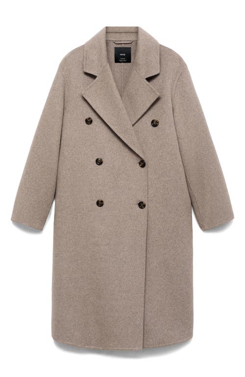 MANGO Oversize Double-Breasted Wool Blend Coat in Medium Brown at Nordstrom, Size X-Small