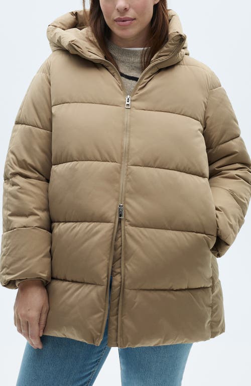 MANGO Quilted Hooded Puffer Coat in Beige at Nordstrom, Size Xx-Small