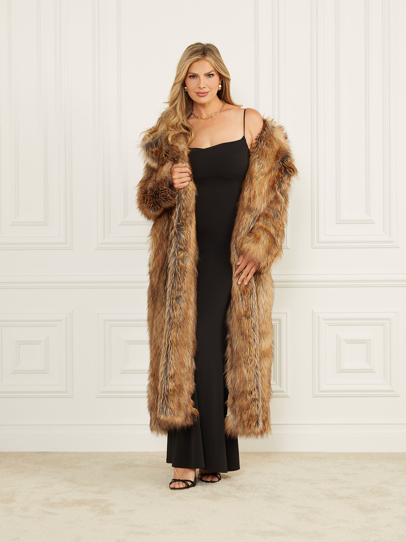 MARCIANO Stephanie Long Faux-fur Coat