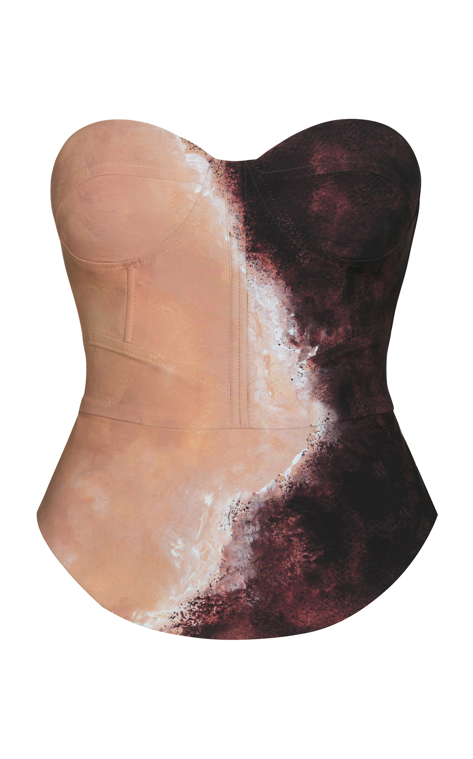 MARIA ELENA VILLAMIL - Contorno Corset Crop Top - Tan - US 10 - Only At Moda Operandi