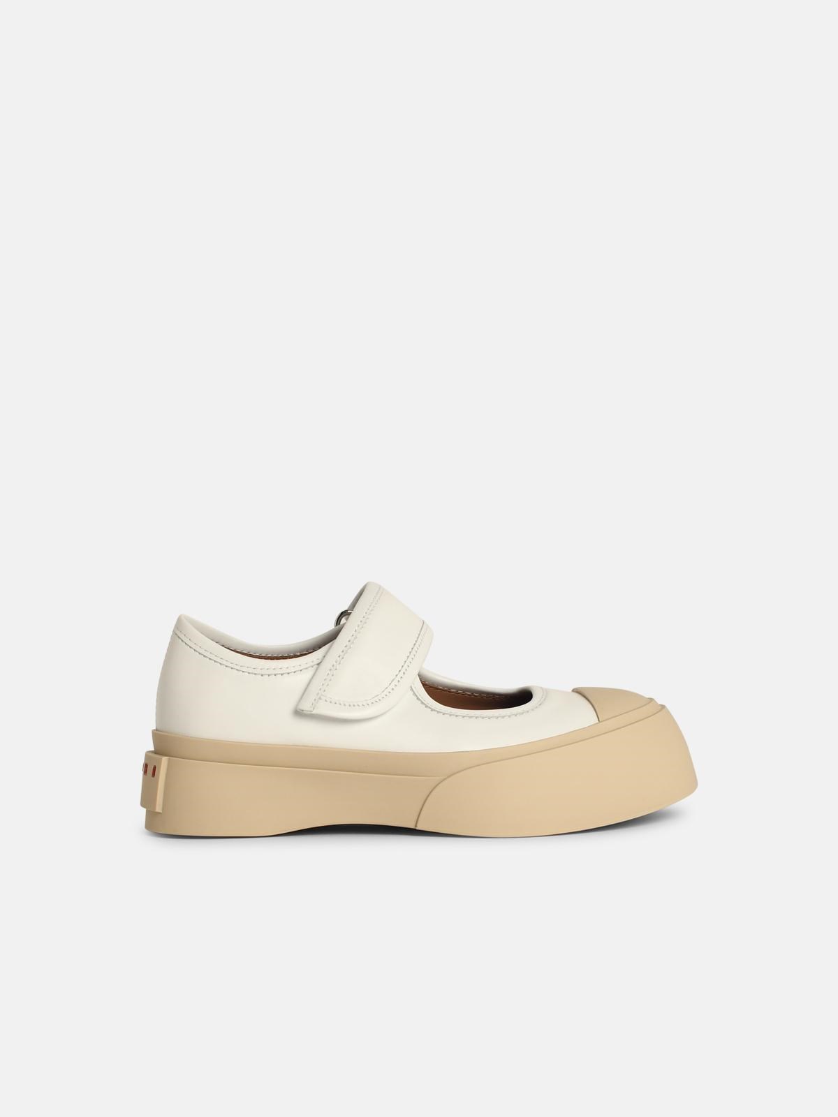 MARNI 'Mary Jane' White Leather Sneakers