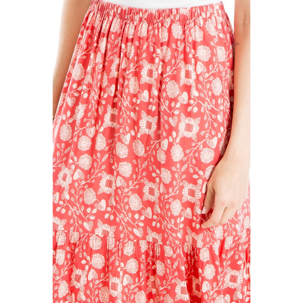 MAX STUDIO Patterned Tiered Skirt in Red Slavic Flrl N Hrts at Nordstrom Rack, Size X-Small