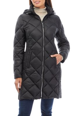 MICHAEL Michael Kors Women's Long Packable Puffer Coat, Black, X-Large