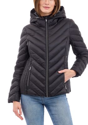 MICHAEL Michael Kors Women's Packable Down Short Puffer Coat, Black, XXL