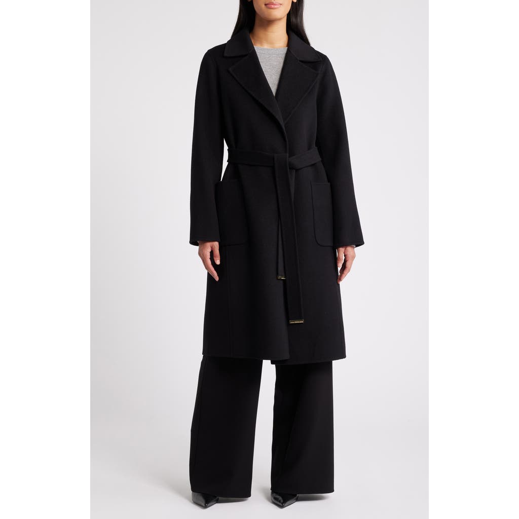 MICHAEL Michael Kors Wool Blend Wrap Coat in Black at Nordstrom, Size Medium