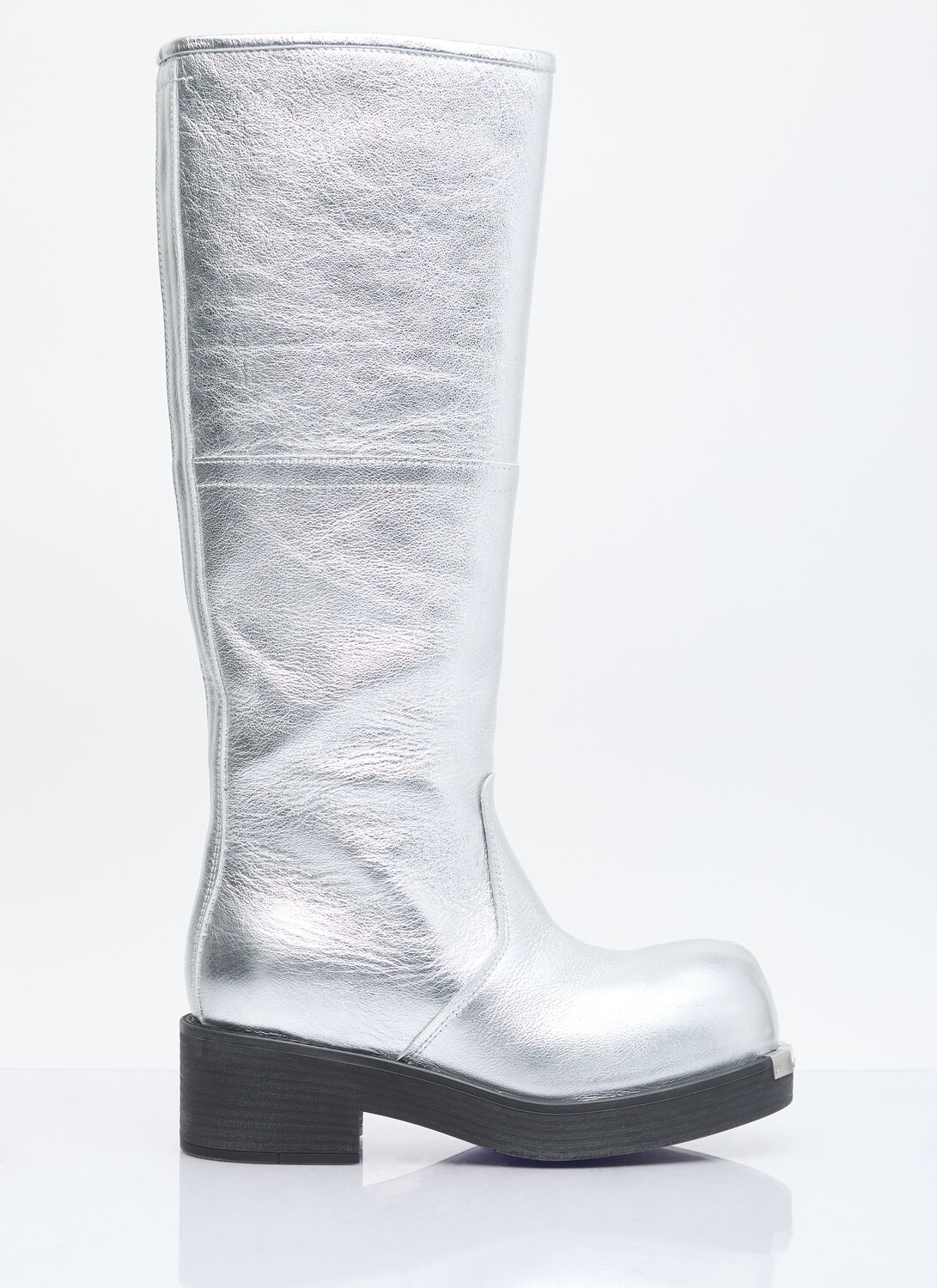 MM6 Maison Margiela Knee-high Metallic Boots - Woman Boots Silver Eu - 37