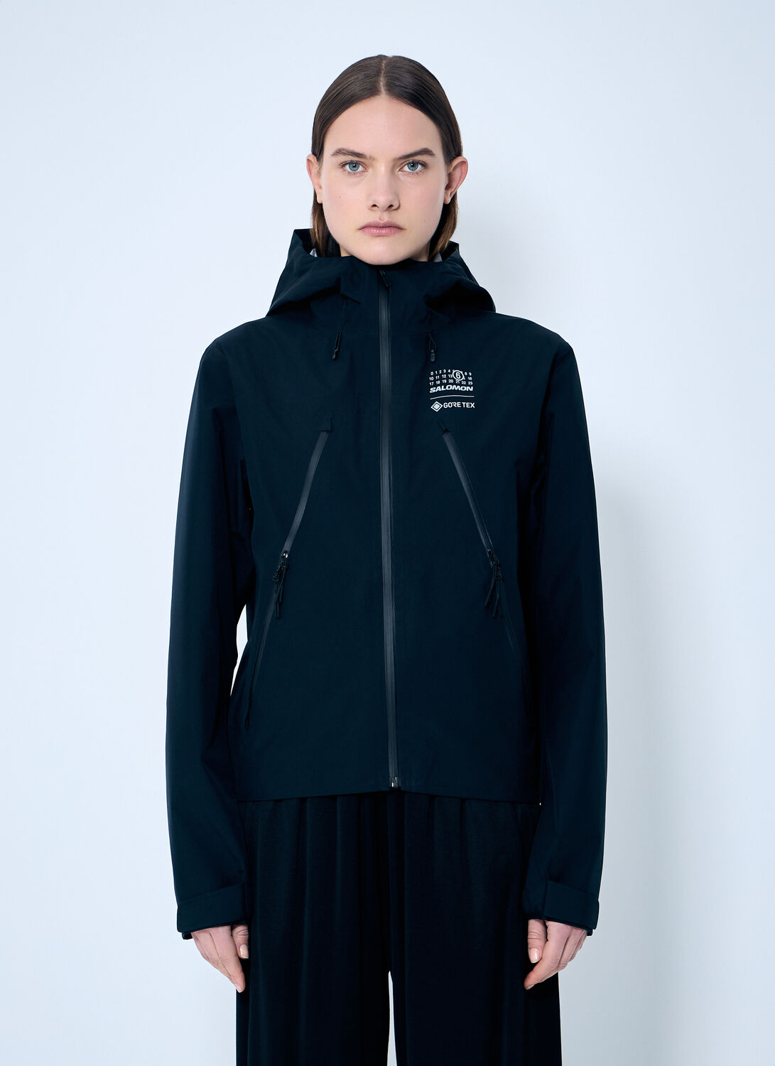 MM6 Maison Margiela x Salomon Gore-tex Hooded Windbreaker Jacket - Woman Jackets Black Xs