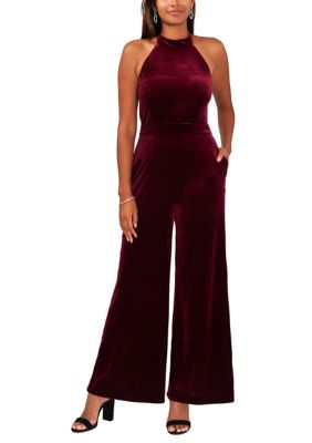 MSK Women's Velvet Halter Neck Jumpsuit, Small