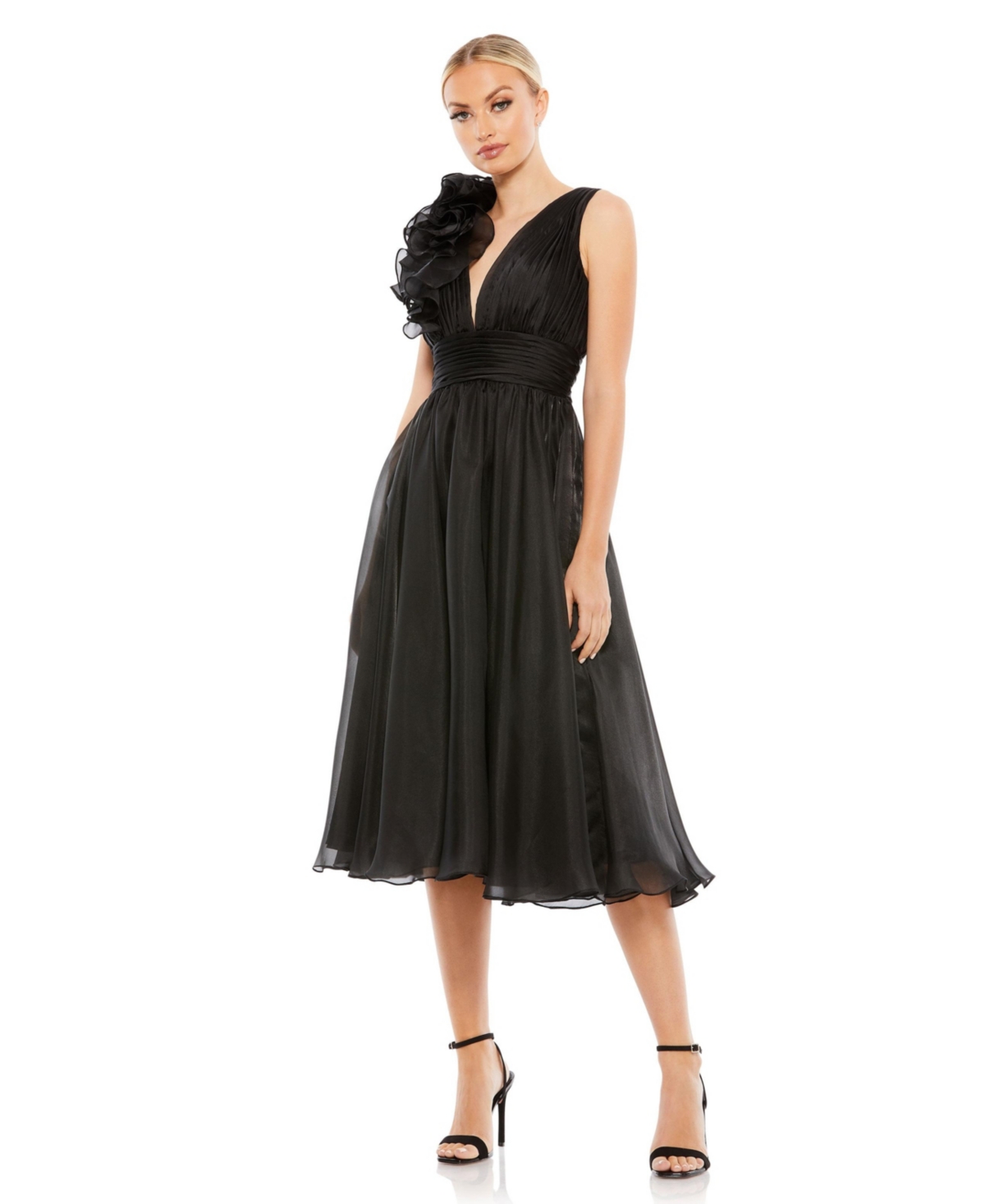 Mac Duggal Women's Plunging Ruffled A-Line Cocktail Dress - Black