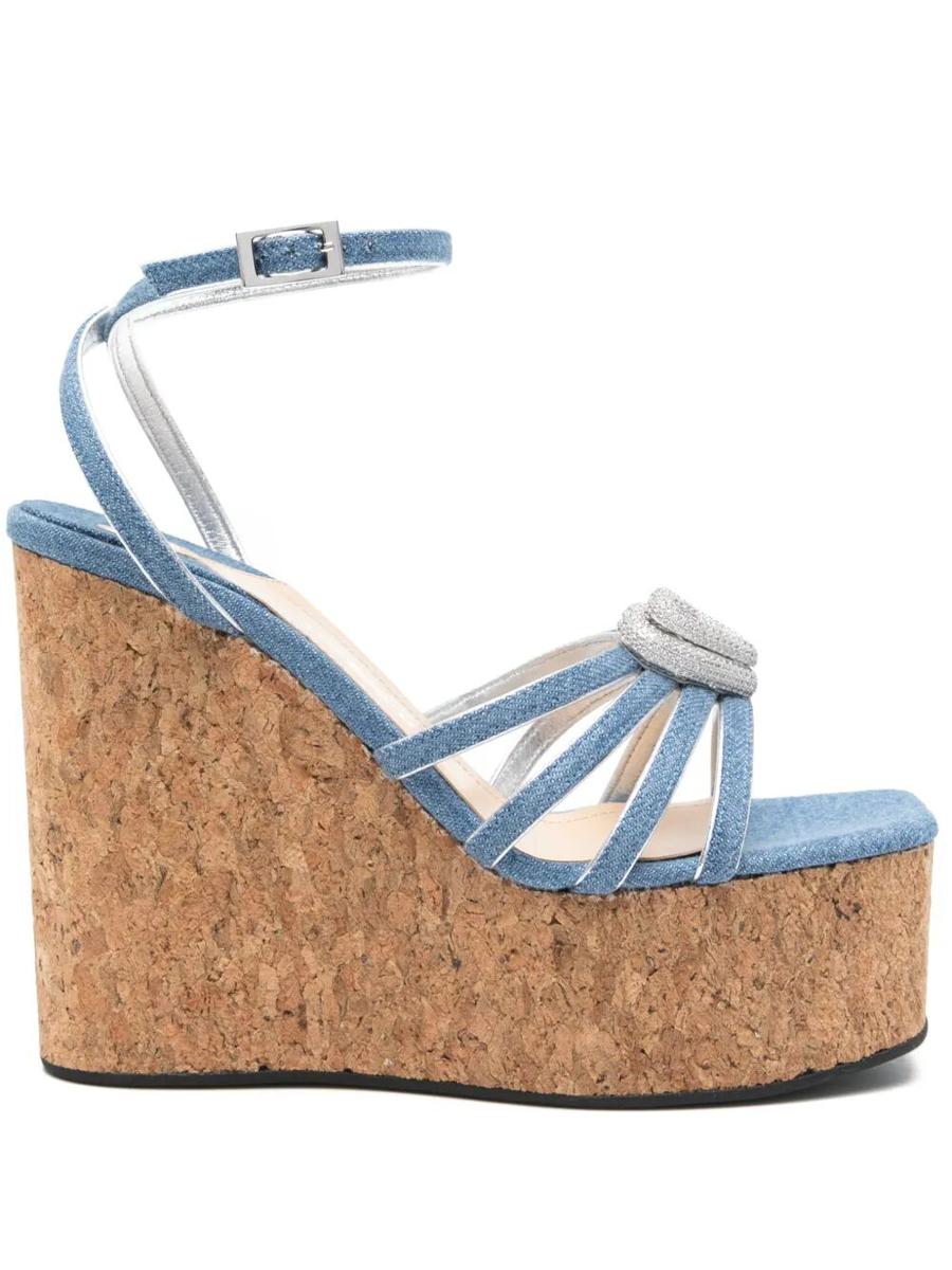 Mach & Mach Double Heart Cork Wedge Sandals 120Mm Shoes