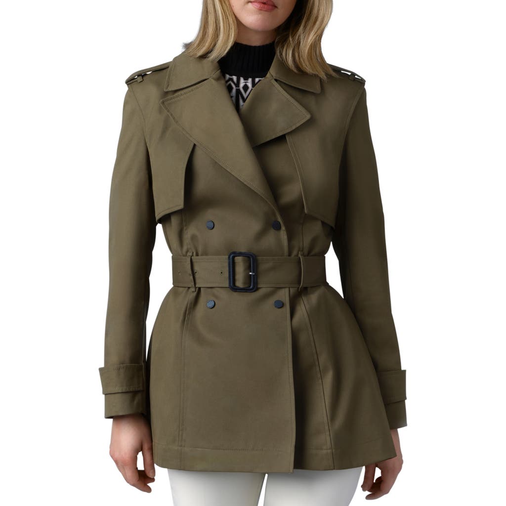 Mackage Adva Water Repellent Trench Coat in Light Military at Nordstrom, Size Small