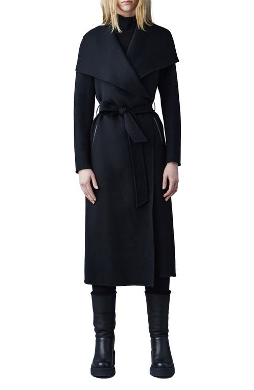 Mackage Mai Wool Long Wrap Coat in Black at Nordstrom, Size Small