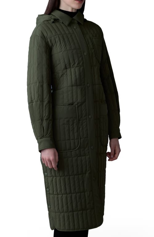 Mackage Tadoka Down & Feather Long Hooded Coat in Light Military at Nordstrom, Size Small