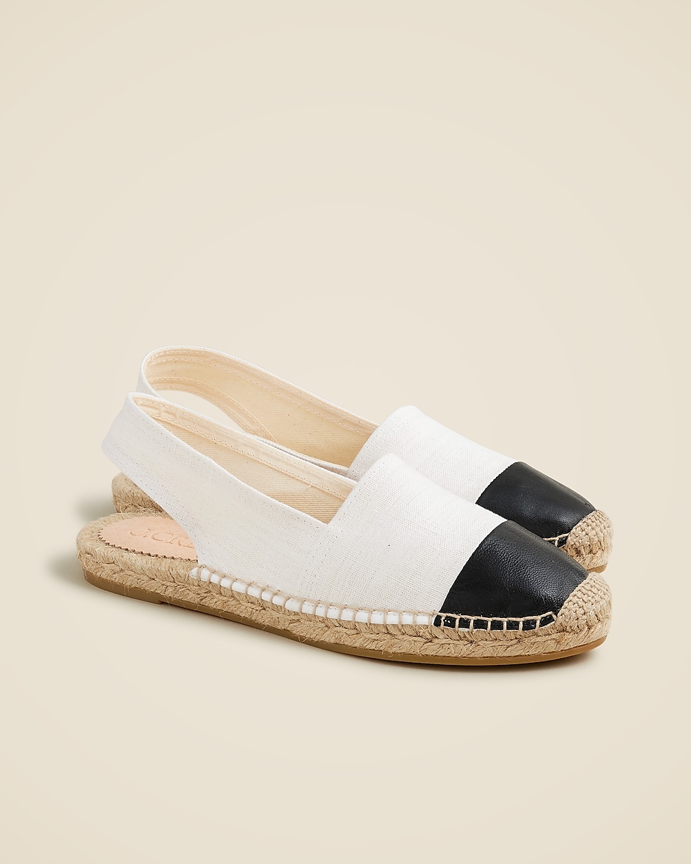 Made-in-Spain cap toe slingback espadrilles in canvas