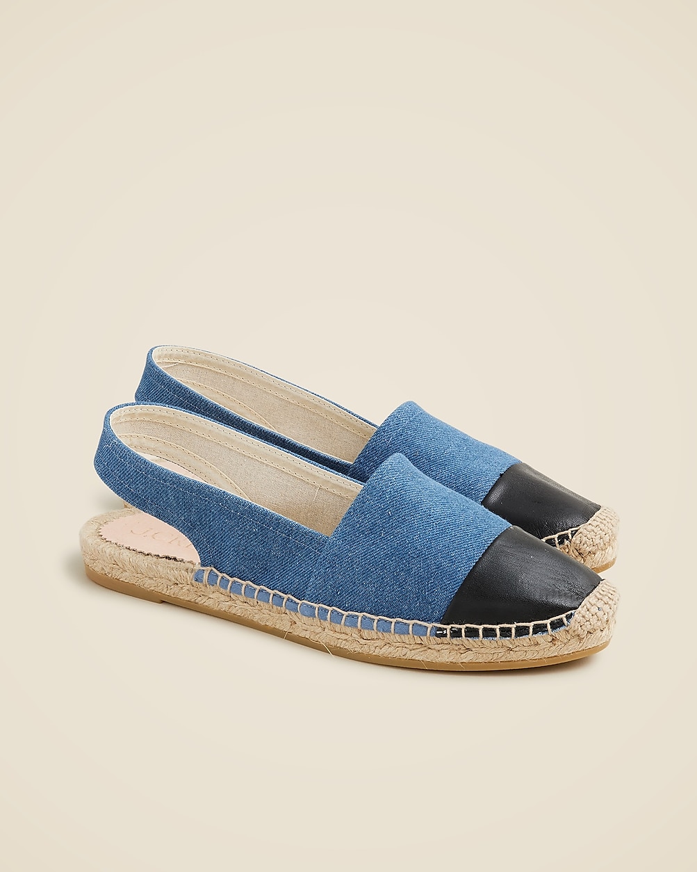 Made-in-Spain cap toe slingback espadrilles in denim