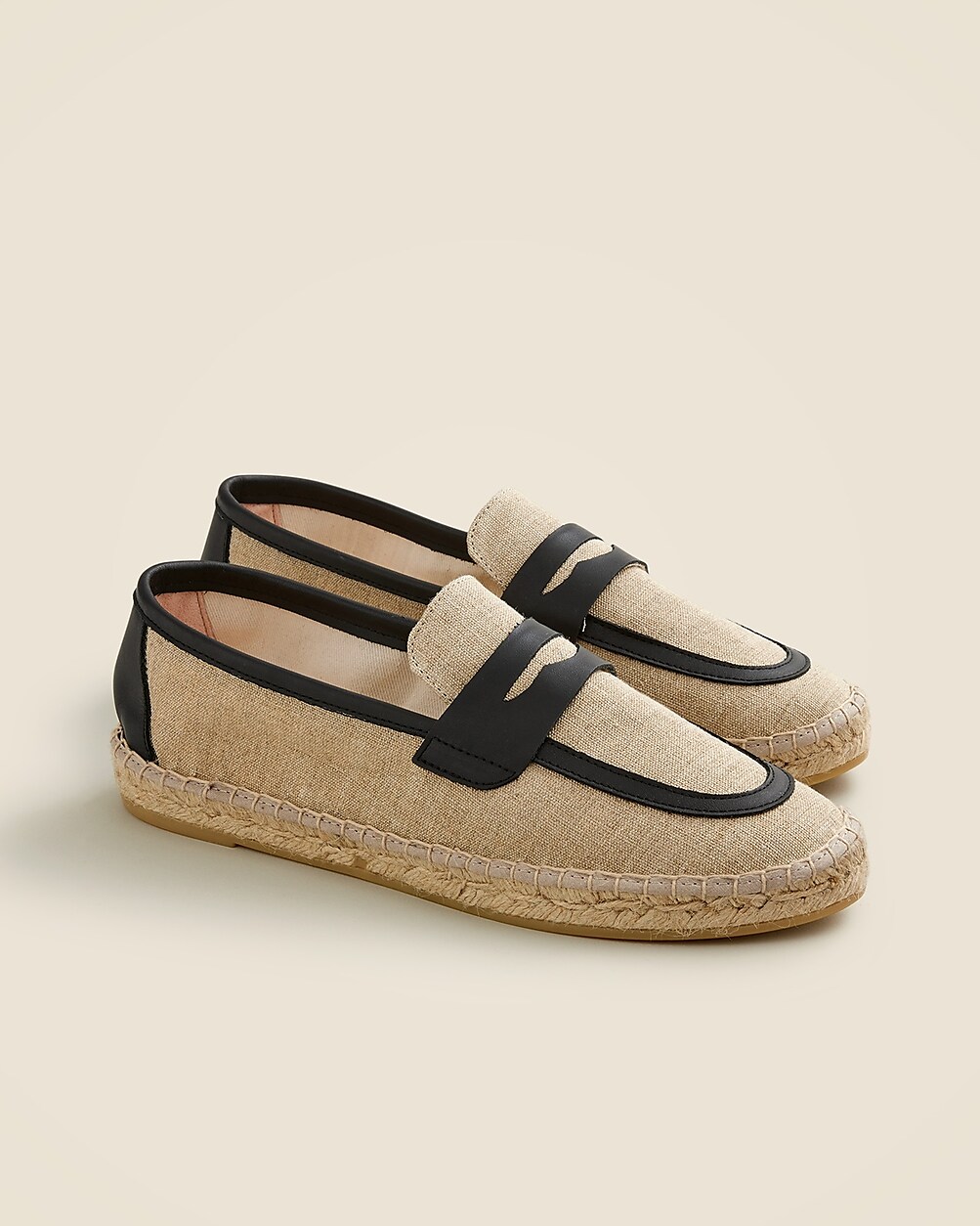 Made-in-Spain loafer espadrilles in linen blend and leather