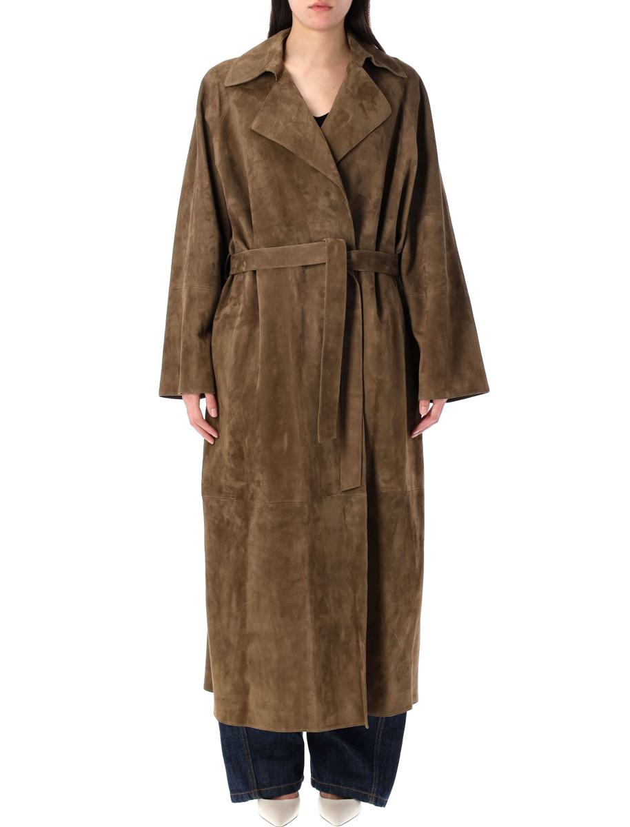 Magda Butrym Belted Suede Leather Wrap Coat