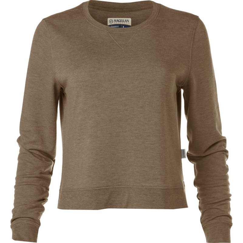 Magellan Outdoors Women's Campfire Long Sleeve Crop Pullover Shirt Beige/Khaki, Large - Women's Outdoor Long-Sleeve Tops at Academy Sports