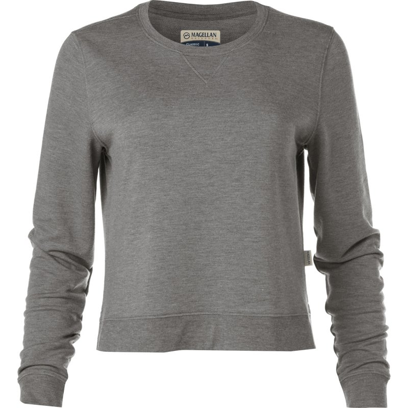 Magellan Outdoors Women's Campfire Long Sleeve Crop Pullover Shirt Gray, X-Small - Women's Outdoor Long-Sleeve Tops at Academy Sports