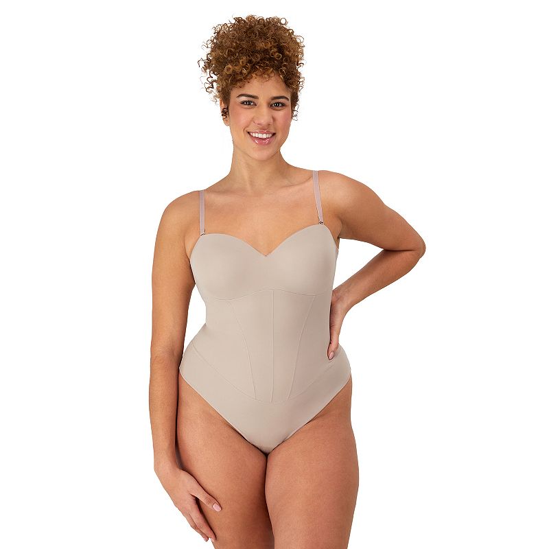 Maidenform Firm Control Shapewear Tummy Shaping Multiway Thong Bodysuit DMS131, Women's, Size: Medium, Evening Blush