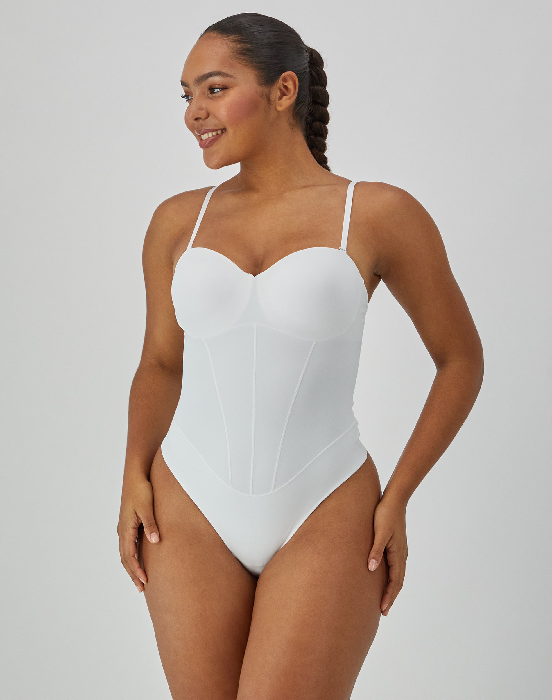 Maidenform Firm Control Tummy Shaping Multiway Thong Bodysuit White S Women's