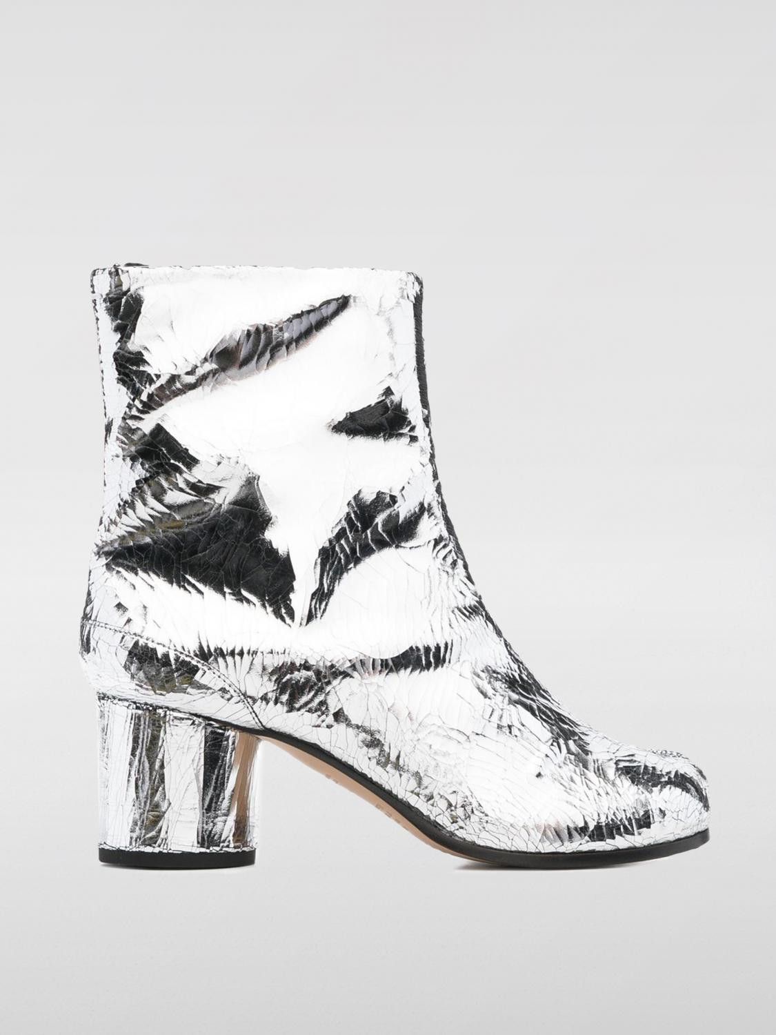 Maison Margiela Flat Ankle Boots Woman Silver, Women's (Size 5)