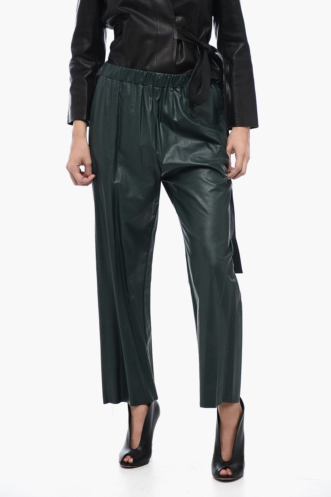 Maison Margiela Og1Mm1224 Eco Leather Pant In Green, Women's (Size 30)