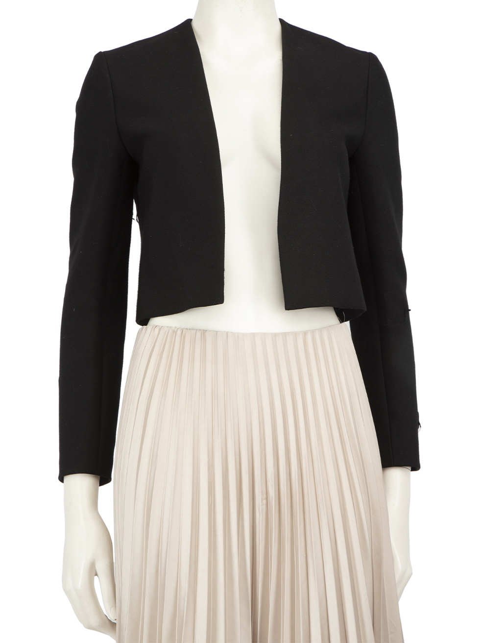 Maje Black Tassel Trim Cropped Blazer