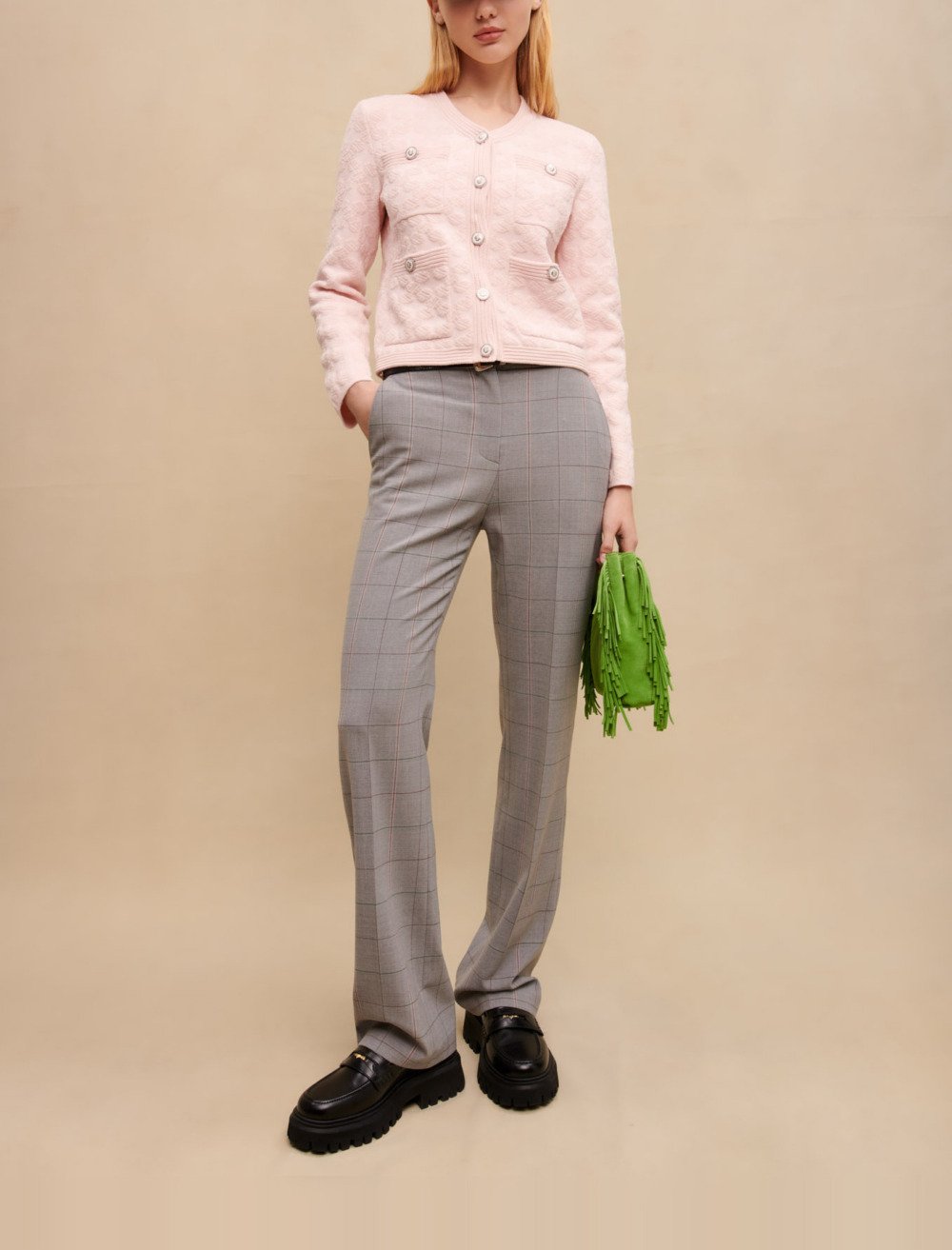 Maje Woman's wool, Straight-leg suit pants for Spring/Summer, size Woman-See All-US XS / FR 34, in color Grey / Grey