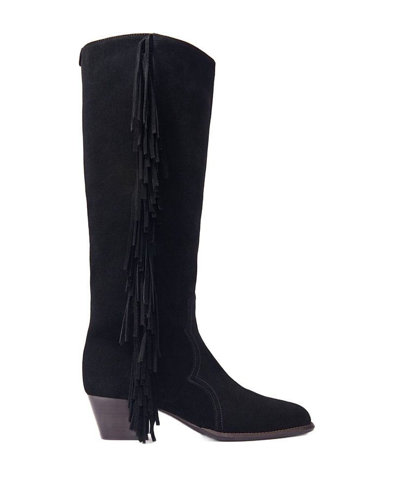 Maje Women's Fringed Suede Cowboy Boots