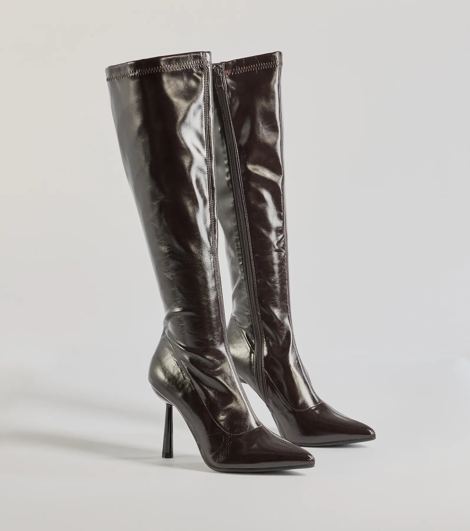 Major Strut Faux Leather Knee-High Stiletto Boots