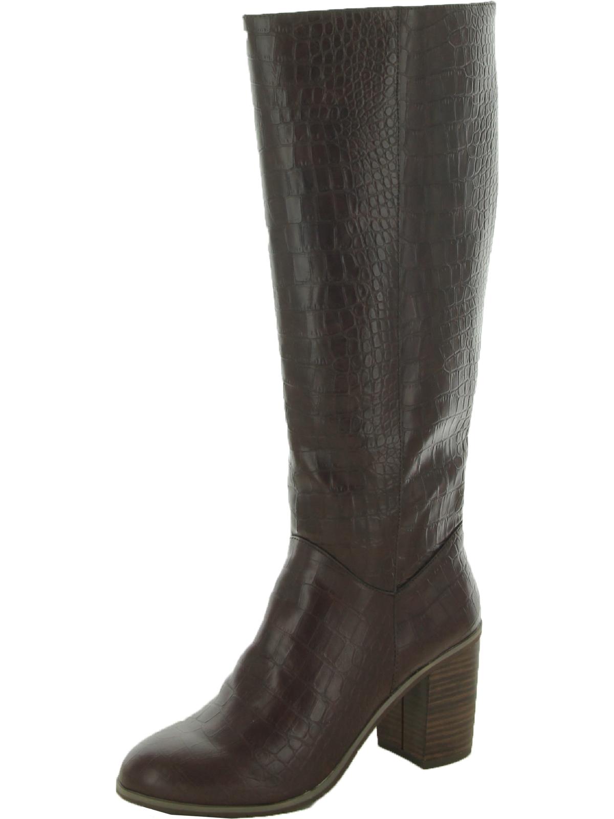 Make an Impact Womens Block Heel Pull On Knee-High Boots