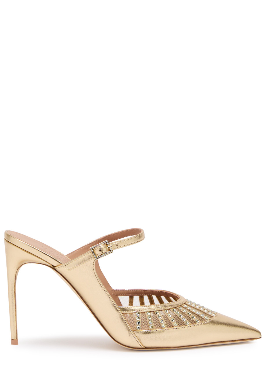 Malone Souliers Bardot 90 Metallic Leather Mules - Gold - 36 (IT36 / UK3)