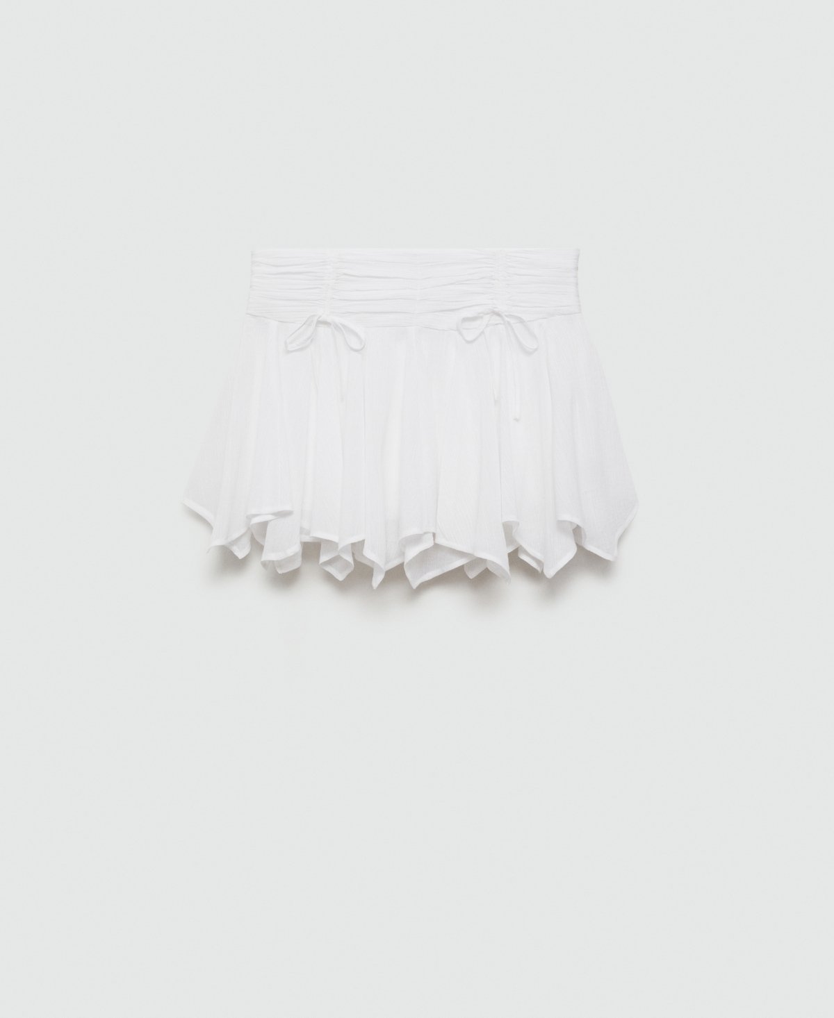 Mango Women's Bows Detail Asymmetrical Mini-Skirt - White