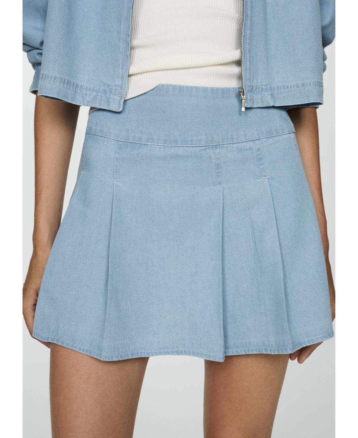 Mango Women's Denim Mini-Skirt - Light Blue