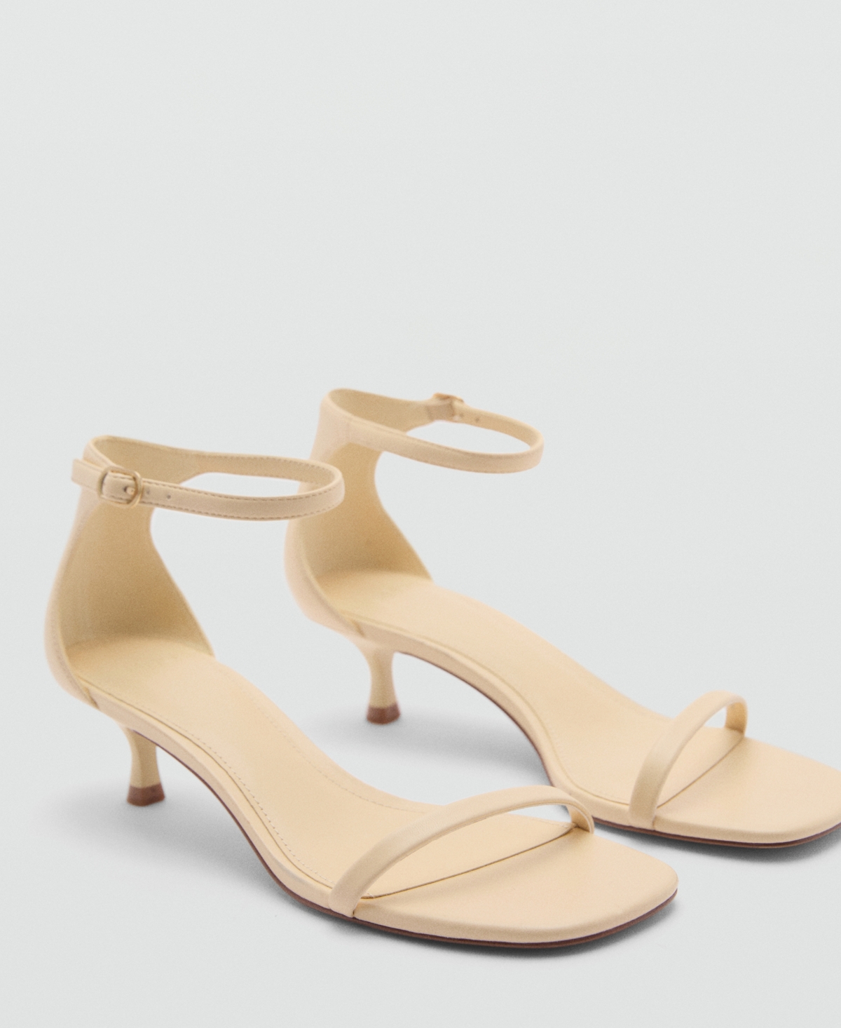 Mango Women's Strappy Heeled Sandals - Pastel Yellow